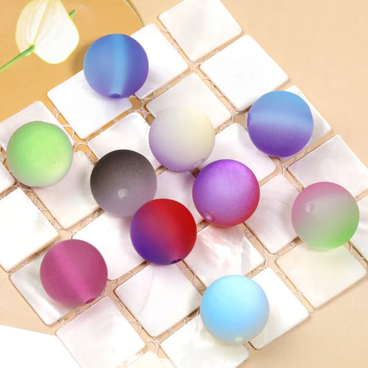16MM Acrylic Clear Frosted Cat Eye Beads