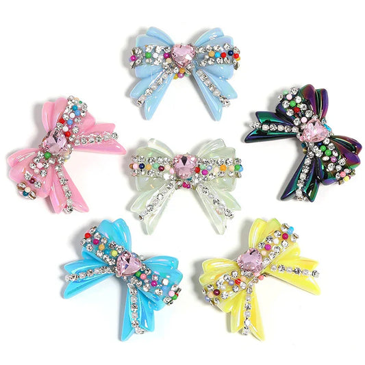 UV Color Plated Love Bow Chain Acrylic Beads
