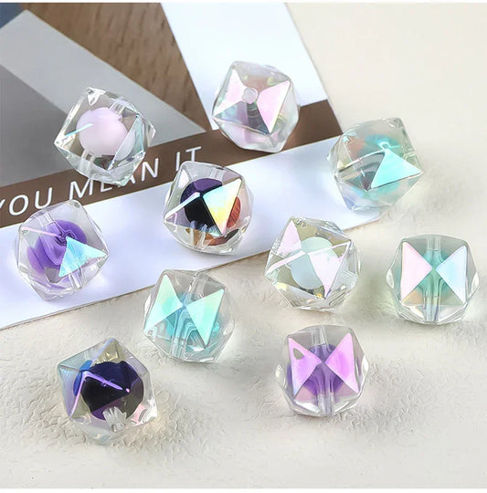 16MM UV Plating Acrylic Beads Rhombic Bead Medium Bead Section Square