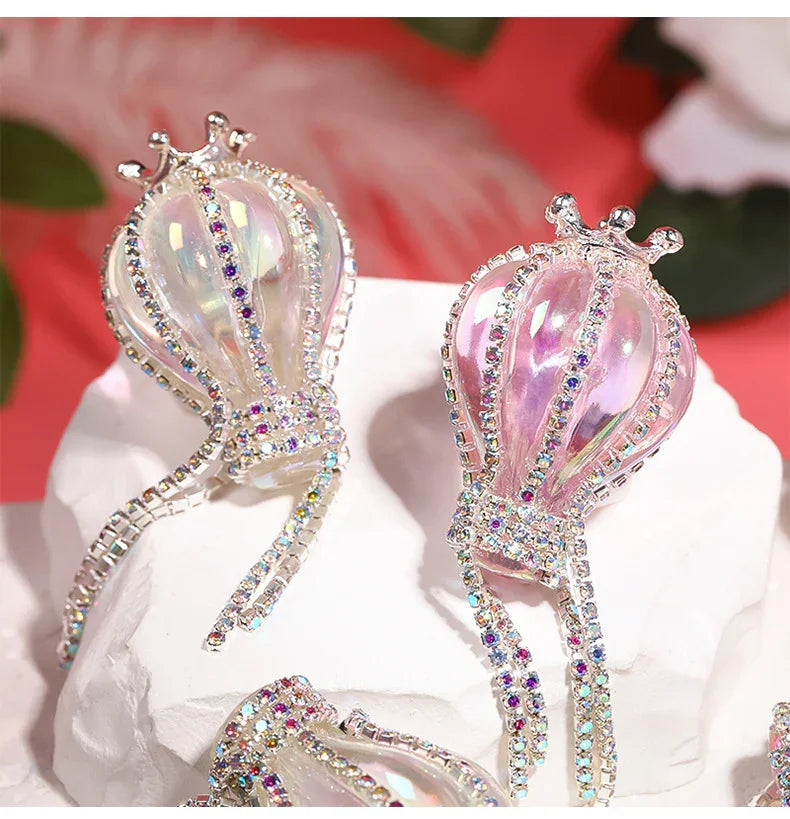 Rhinestone Crown Hot Air Balloon Acrylic Beads | Metal Rhinestone Bead for DIY Jewelry & Bracelet Craft