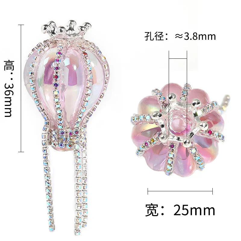 Rhinestone Crown Hot Air Balloon Acrylic Beads | Metal Rhinestone Bead for DIY Jewelry & Bracelet Craft