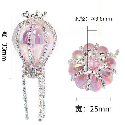 Rhinestone Crown Hot Air Balloon Acrylic Beads