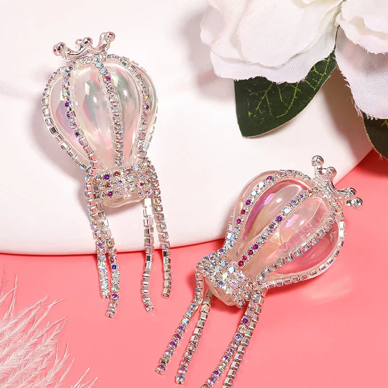 Rhinestone Crown Hot Air Balloon Acrylic Beads | Metal Rhinestone Bead for DIY Jewelry & Bracelet Craft