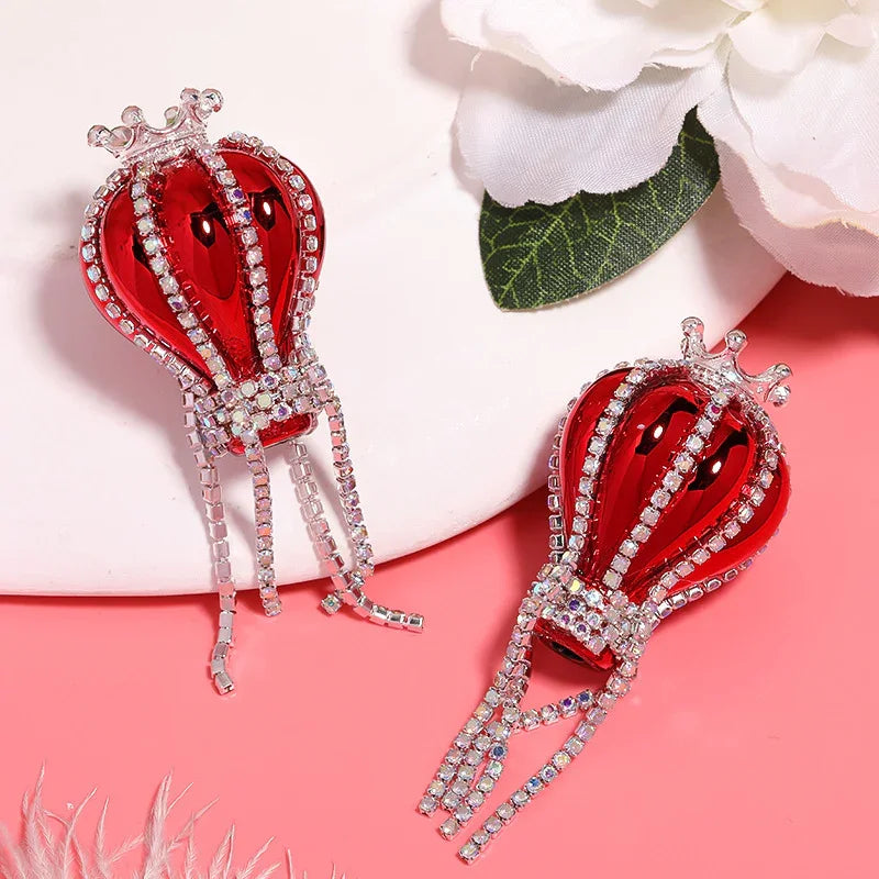 Rhinestone Crown Hot Air Balloon Acrylic Beads | Metal Rhinestone Bead for DIY Jewelry & Bracelet Craft