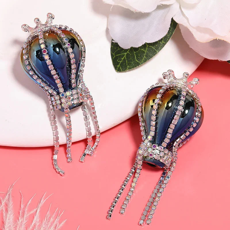 Rhinestone Crown Hot Air Balloon Acrylic Beads | Metal Rhinestone Bead for DIY Jewelry & Bracelet Craft