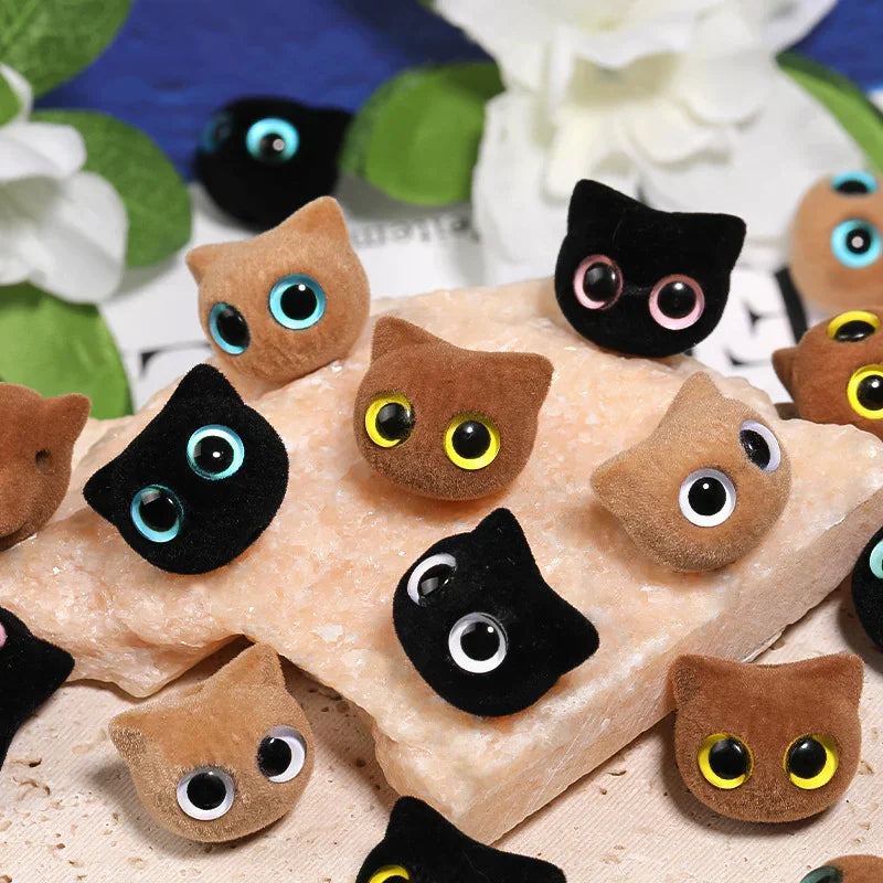 Flocking Cartoon Cat Eyes Big Eyes Kitten Acrylic Beads | Acrylic Bead for DIY Bracelet Keychain Jewelry Making