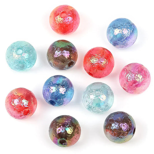 16mm Color-plated Glacier Beads Acrylic Through-hole Beads 50PCS