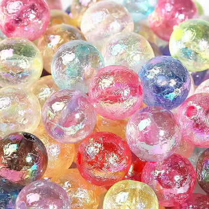 16mm Color-plated Glacier Beads Acrylic Through-hole Beads 50PCS