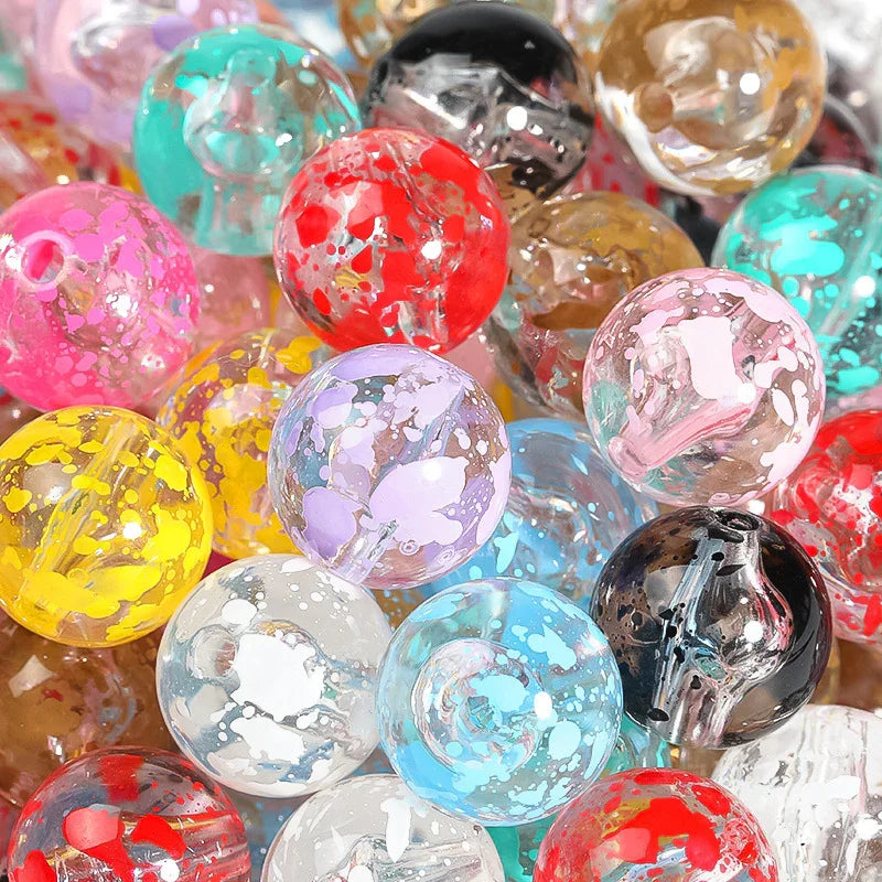 16mm Color-plated Glacier Beads Acrylic Through-hole Beads 50PCS