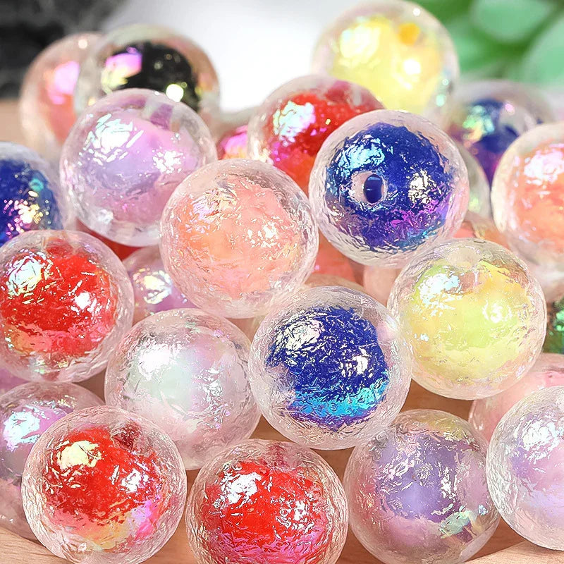16mm Color-plated Glacier Beads Acrylic Through-hole Beads 50PCS