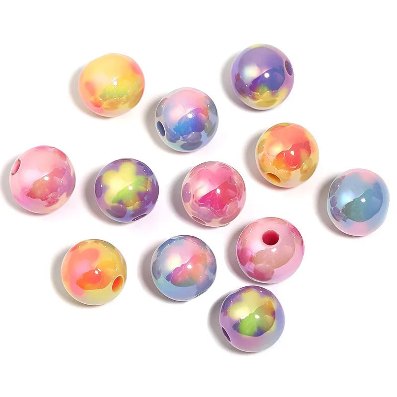 Macaroon Candy Color Round Beads Colorful Flower Beads | Acrylic Bead for DIY Bracelet Keychain Jewelry Making