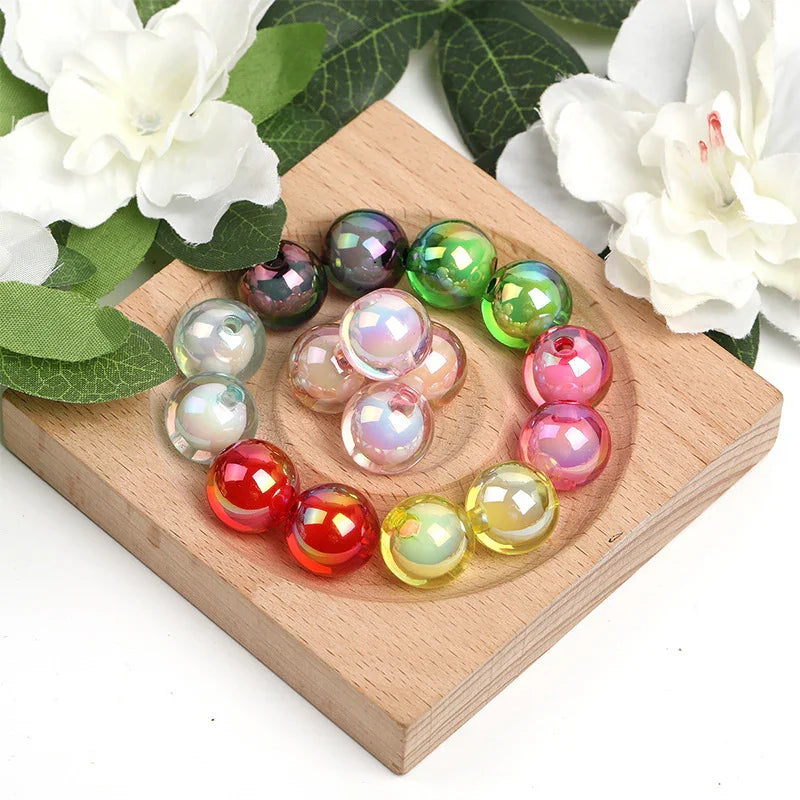 16mm Jelly Crack Beads Burst Straight Hole Round Beads Acrylic | Acrylic Bead for DIY Bracelet Keychain Jewelry Making