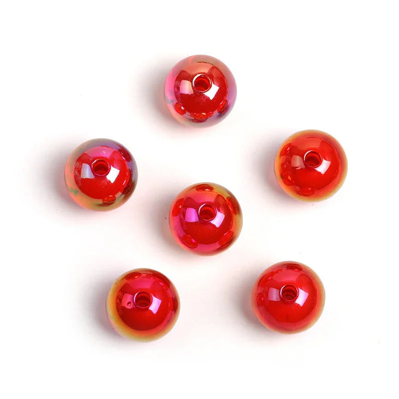 16mm Jelly Crack Beads Burst Straight Hole Round Beads Acrylic | Acrylic Bead for DIY Bracelet Keychain Jewelry Making