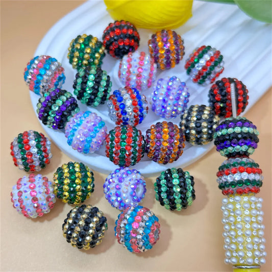 20MM Resin Striped Drill Ball with Large Hole Beads