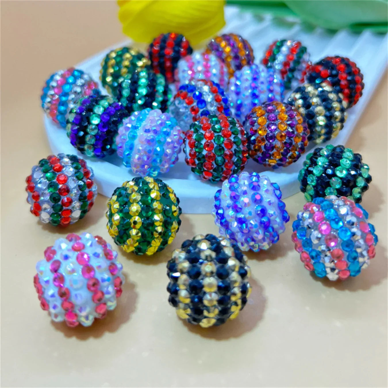 20MM Resin Striped Drill Ball with Large Hole Beads