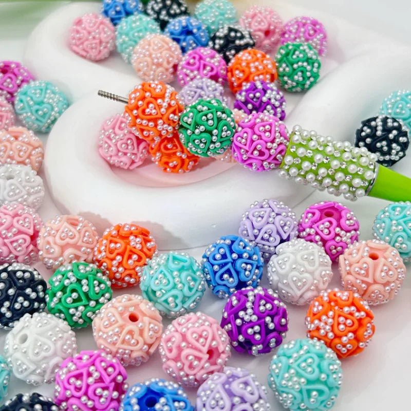 16mm Color Pearl Five-pointed Star Love Patch Straight Hole Loose Beads