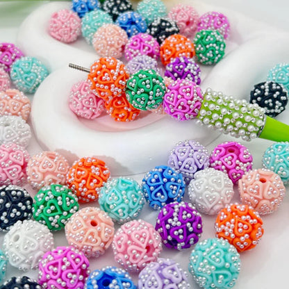 16mm Color Pearl Five-pointed Star Love Patch Straight Hole Loose Beads