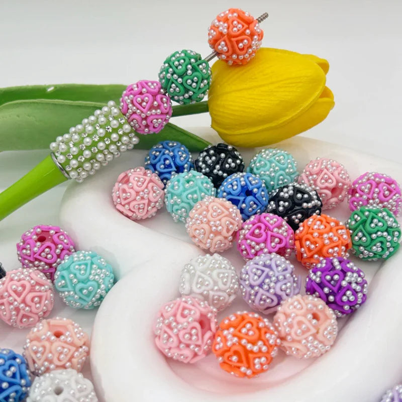 16mm Color Pearl Five-pointed Star Love Patch Straight Hole Loose Beads | DIY Bead Bracelet Keychain & Jewelry Craft Supply