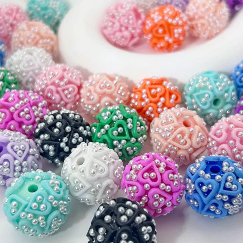 16mm Color Pearl Five-pointed Star Love Patch Straight Hole Loose Beads