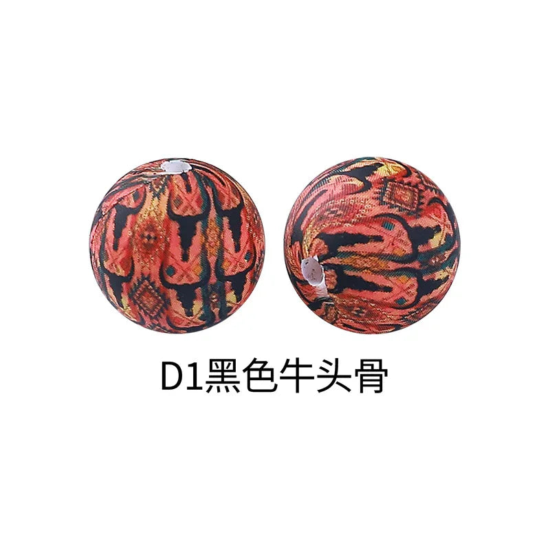 Factory Water Transfer Round 15mm Silicone Beads European and American Fashion Beaded Bracelet Jewelry Bulk Silicone Beads Wholesale