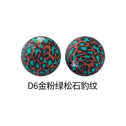 Factory Water Transfer Round 15mm Silicone Beads European and American Fashion Beaded Bracelet Jewelry Bulk Silicone Beads Wholesale