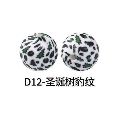 Factory Water Transfer Round 15mm Silicone Beads European and American Fashion Beaded Bracelet Jewelry Bulk Silicone Beads Wholesale
