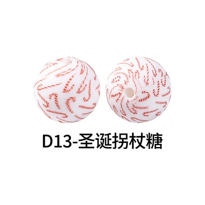 Factory Water Transfer Round 15mm Silicone Beads European and American Fashion Beaded Bracelet Jewelry Bulk Silicone Beads Wholesale