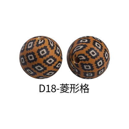 Factory Water Transfer Round 15mm Silicone Beads European and American Fashion Beaded Bracelet Jewelry Bulk Silicone Beads Wholesale
