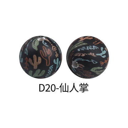 Factory Water Transfer Round 15mm Silicone Beads European and American Fashion Beaded Bracelet Jewelry Bulk Silicone Beads Wholesale