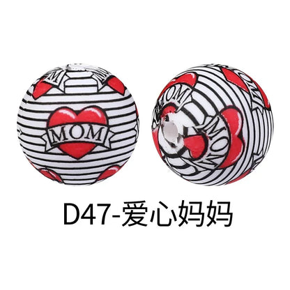 Factory Water Transfer Round 15mm Silicone Beads European and American Fashion Beaded Bracelet Jewelry Bulk Silicone Beads Wholesale