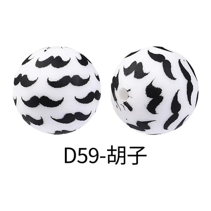 Factory Water Transfer Round 15mm Silicone Beads European and American Fashion Beaded Bracelet Jewelry Bulk Silicone Beads Wholesale