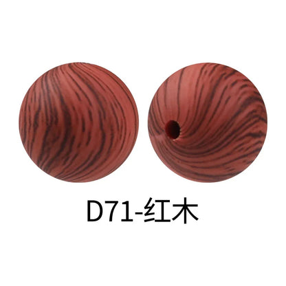 Factory Water Transfer Round 15mm Silicone Beads European and American Fashion Beaded Bracelet Jewelry Bulk Silicone Beads Wholesale