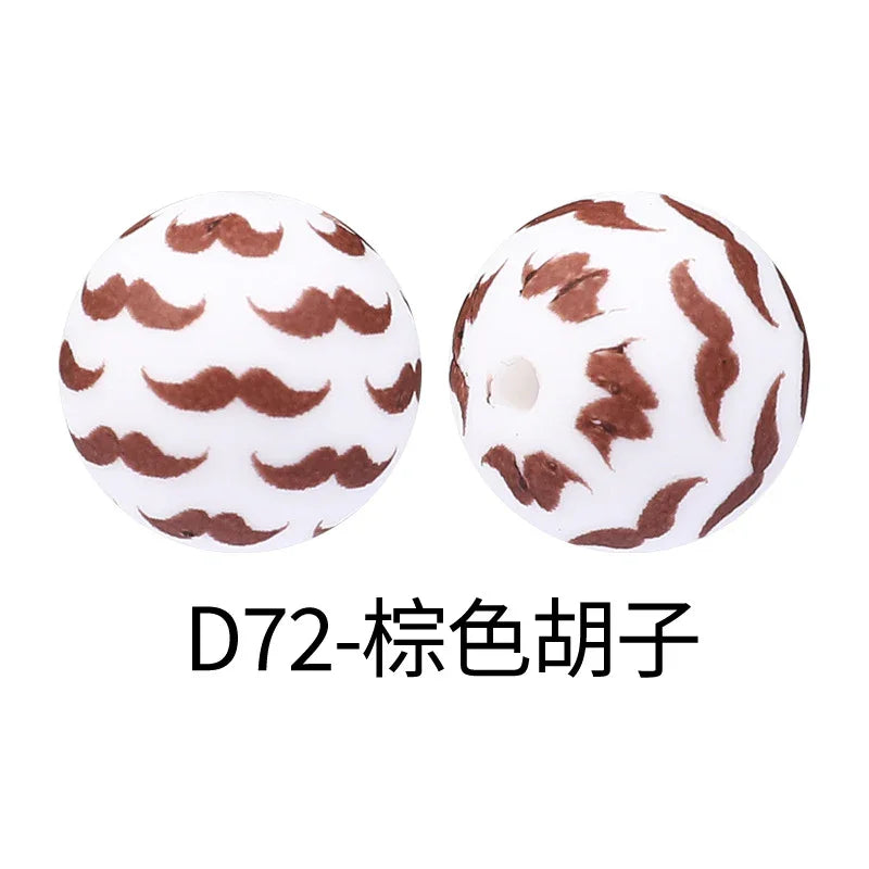 Factory Water Transfer Round 15mm Silicone Beads European and American Fashion Beaded Bracelet Jewelry Bulk Silicone Beads Wholesale