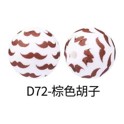 Factory Water Transfer Round 15mm Silicone Beads European and American Fashion Beaded Bracelet Jewelry Bulk Silicone Beads Wholesale