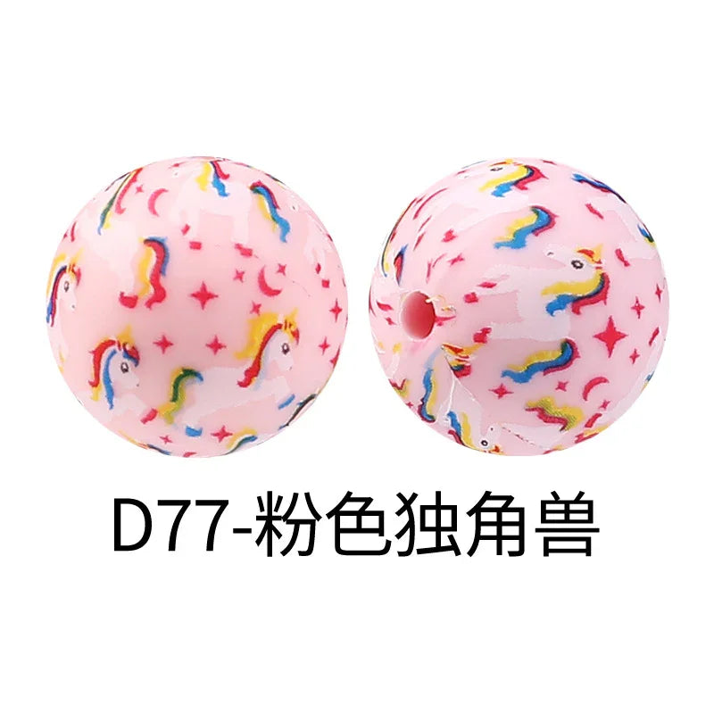 Factory Water Transfer Round 15mm Silicone Beads European and American Fashion Beaded Bracelet Jewelry Bulk Silicone Beads Wholesale