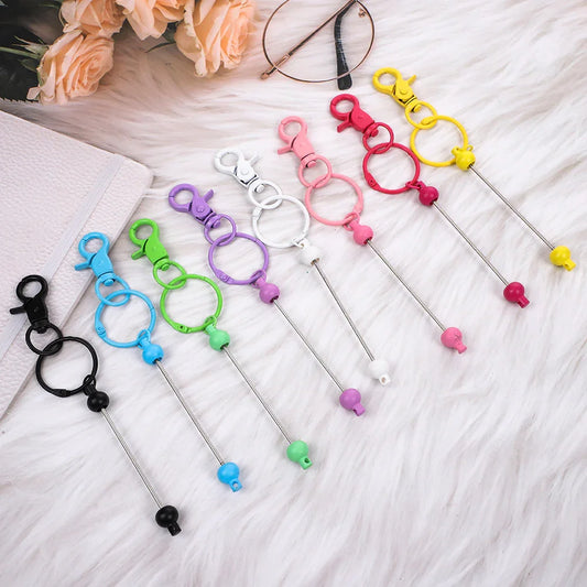 DIY Beaded Lobster Button Macaroon Color Metal Keychain