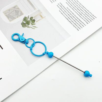 DIY Beaded Lobster Button Macaroon Color Metal Keychain