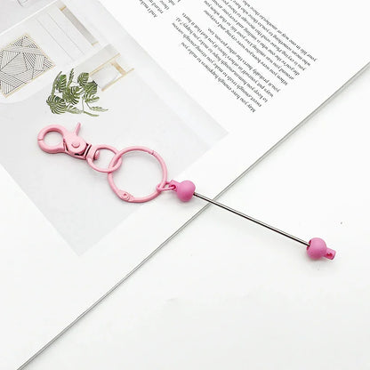 DIY Beaded Lobster Button Macaroon Color Metal Keychain