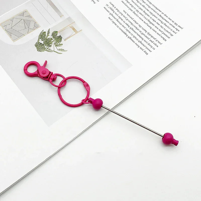 DIY Beaded Lobster Button Macaroon Color Metal Keychain