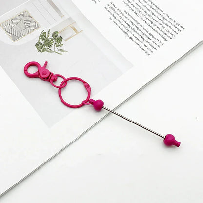 DIY Beaded Lobster Button Macaroon Color Metal Keychain