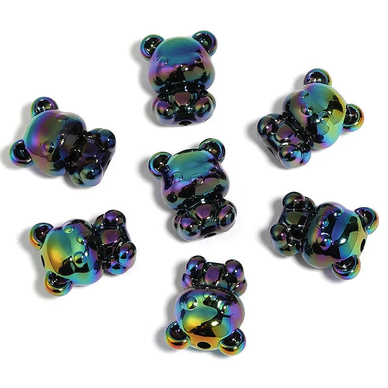 UV color-plated mini acrylic color-plated bear beads | DIY Sports Fan Bracelet & Keychain Craft Bead