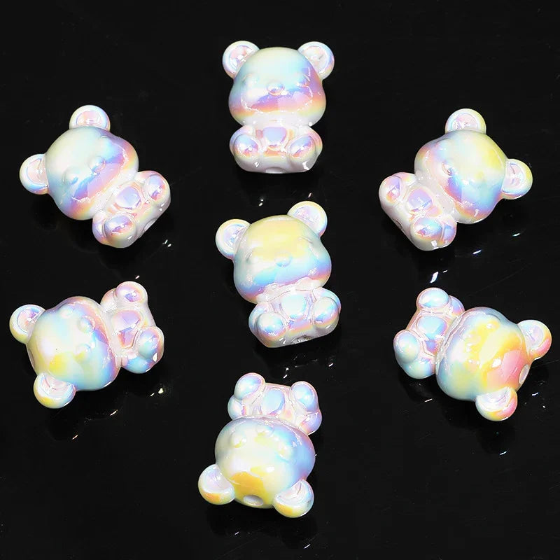 UV color-plated mini acrylic color-plated bear beads | DIY Sports Fan Bracelet & Keychain Craft Bead