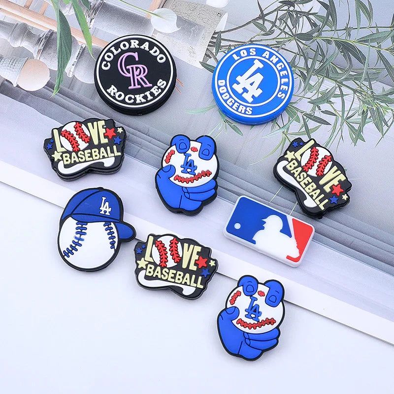 Baseball Silicone Beads Team Silicone Beads | Silicone Focal Bead for DIY Keychain & Pen Wrap