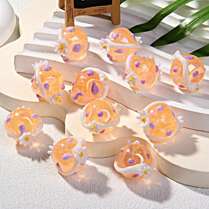 Hand-painted Clay Beads Sticky Flower Loose Beads Beaded