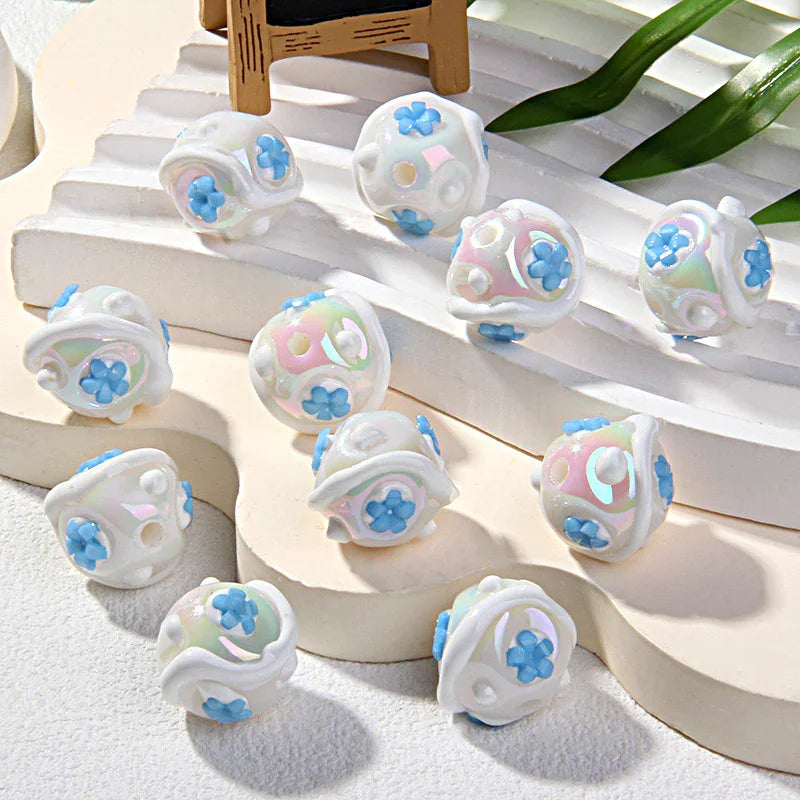 Hand-painted Clay Beads Sticky Flower Loose Beads Beaded