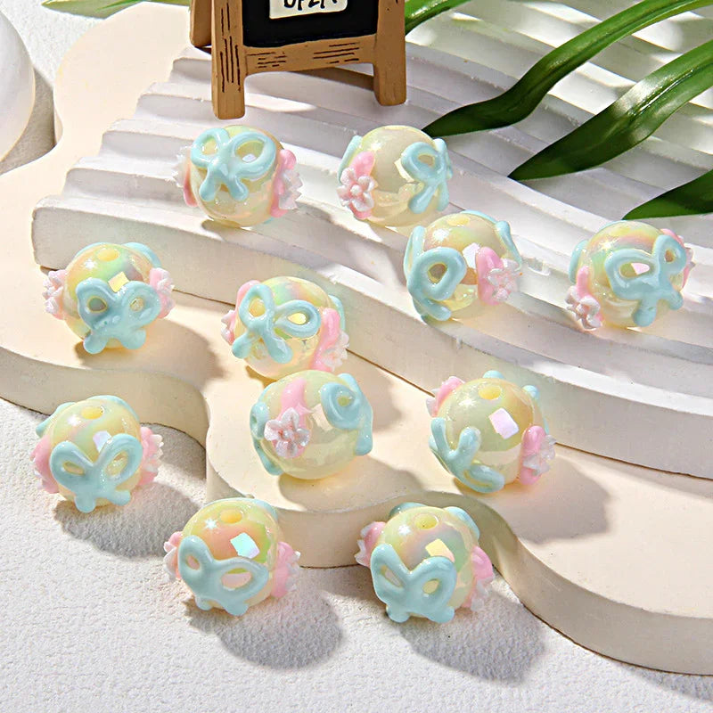 Hand-painted Clay Beads Sticky Flower Loose Beads Beaded