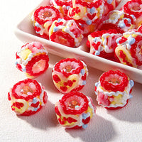 Beaded red edge cream yellow big love