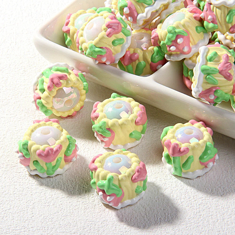 Cake Hand-painted Beads Clay Beads Mixed Beads Handmade