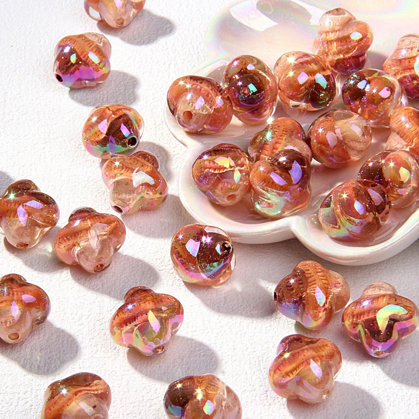 Four-leaf Clover Beads High-level Oil Painting Style Plum Blossom Beads