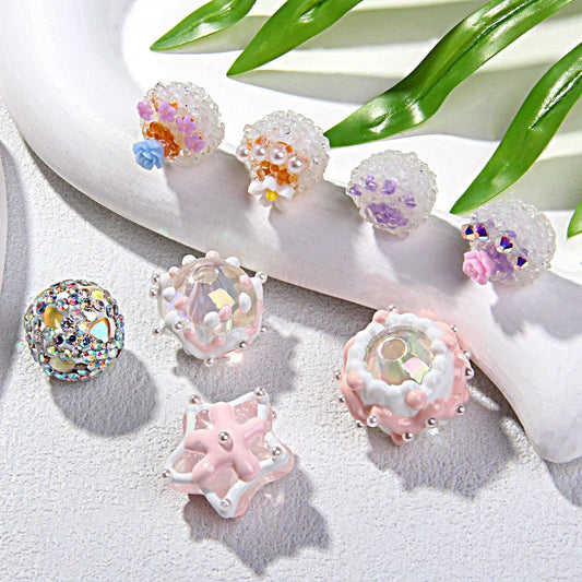 Cat's Claw Clay Beads Beaded Hand-painted Beads Sticky Flowers and Diamonds